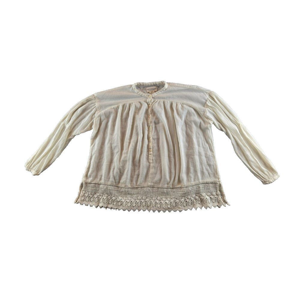 Denim & Supply‎ Ralph Lauren Women's Cream Flowy Gauze Boho Lace Blouse Size S